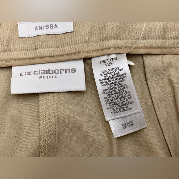 NWT Women's 12 Petite Liz Claiborne Anissa Cotton Blend Flat Front Pants - Picture 5 of 15